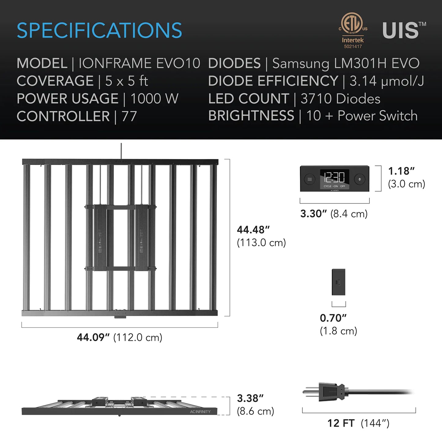 AC Infinity IONFRAME EVO 10 Specifications