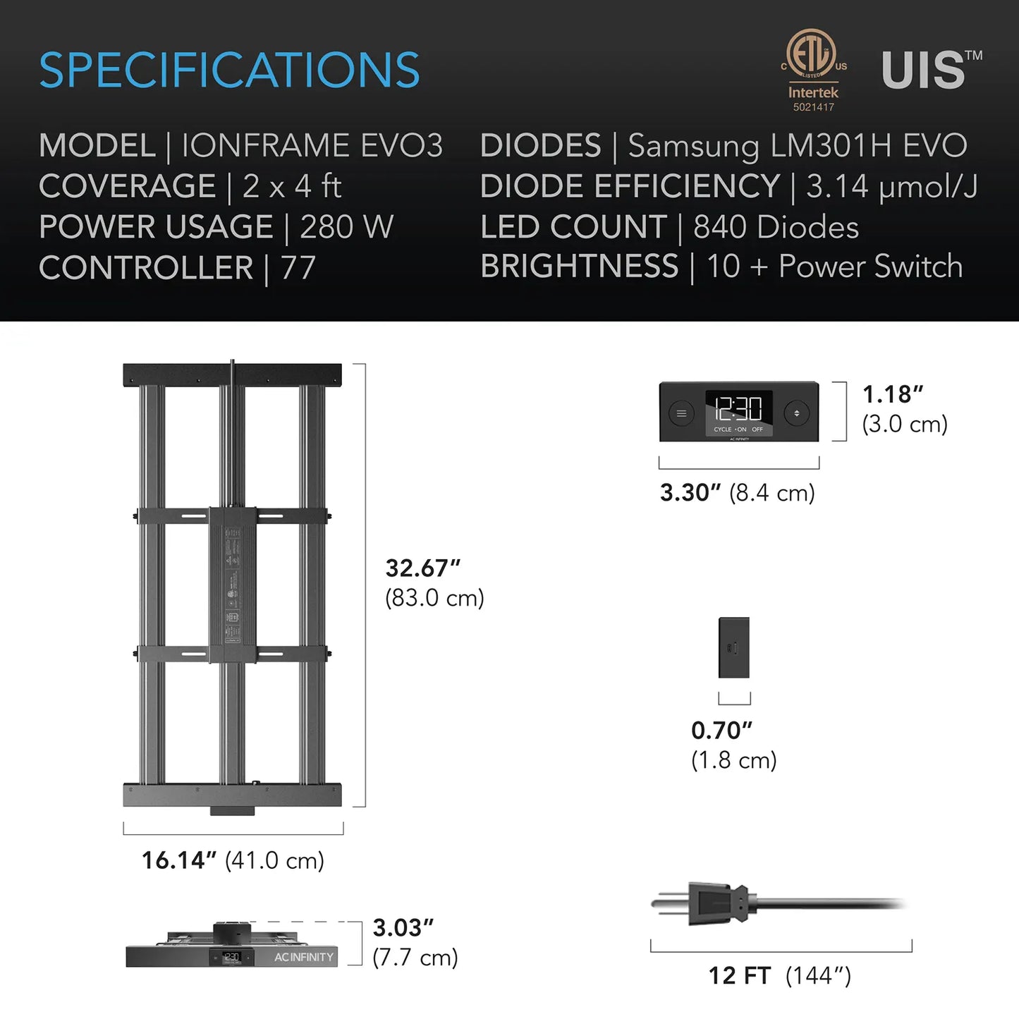 AC Infinity EVO 3 Specs