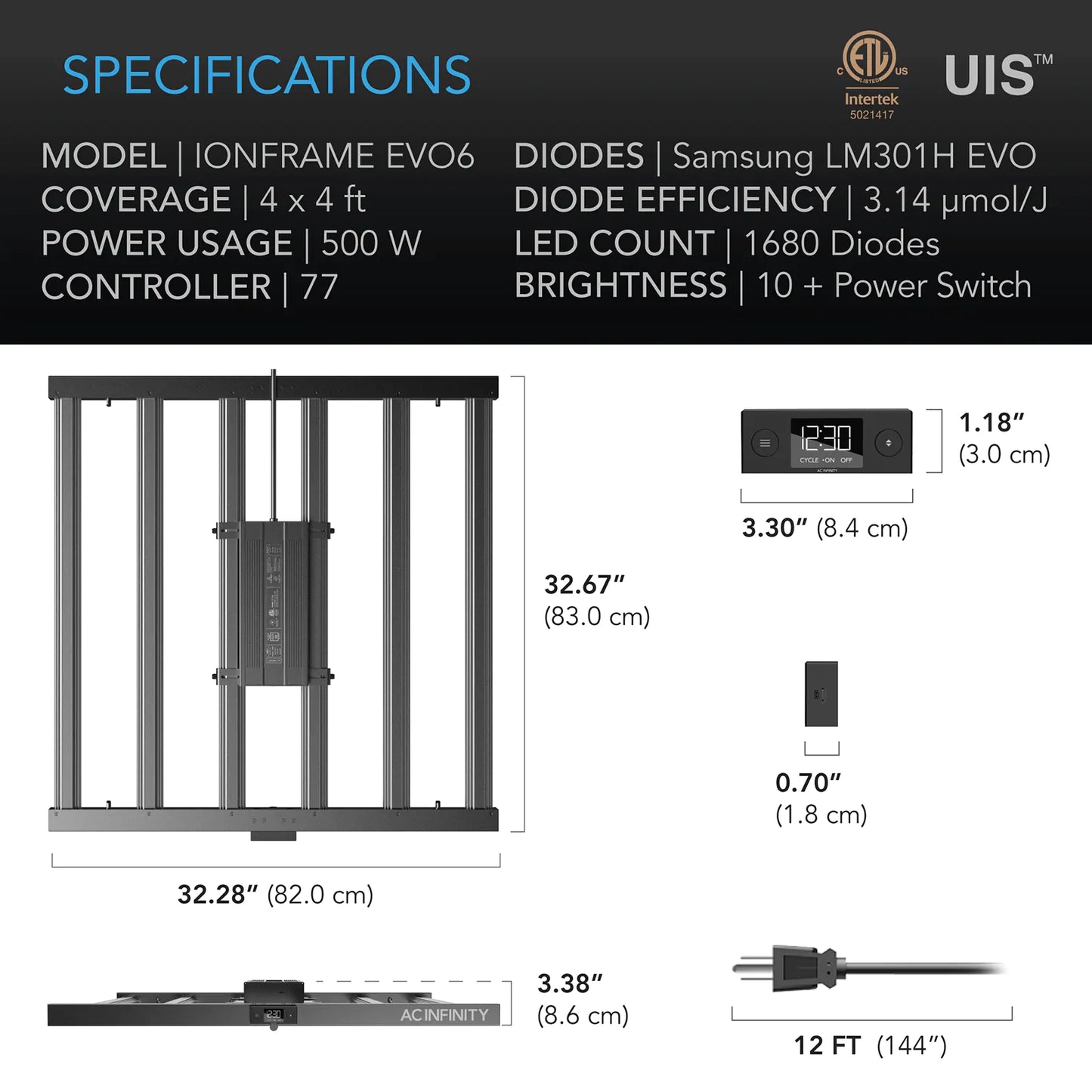 AC Infinity IONFRAME EVO 6 Specs