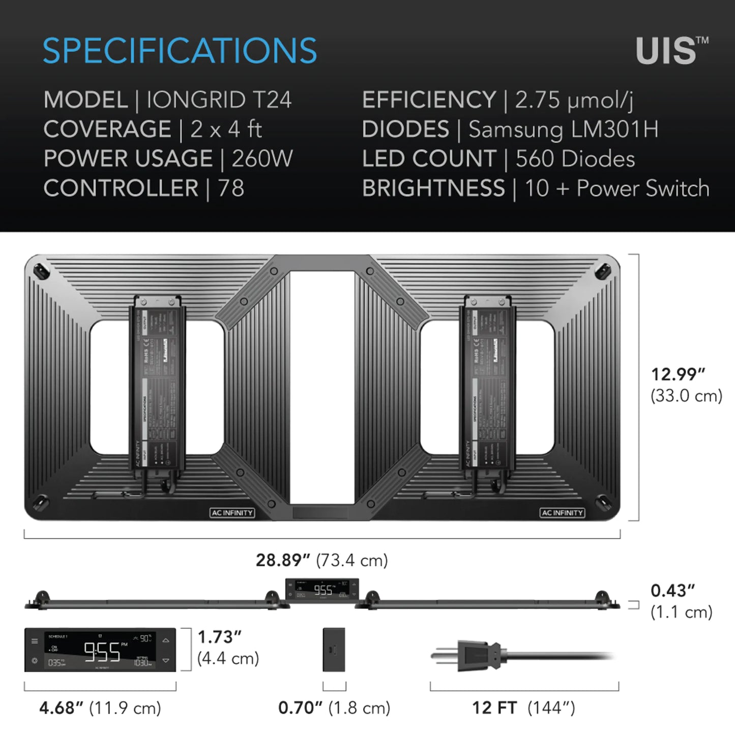 AC Infinity IONGRID T24 Specs