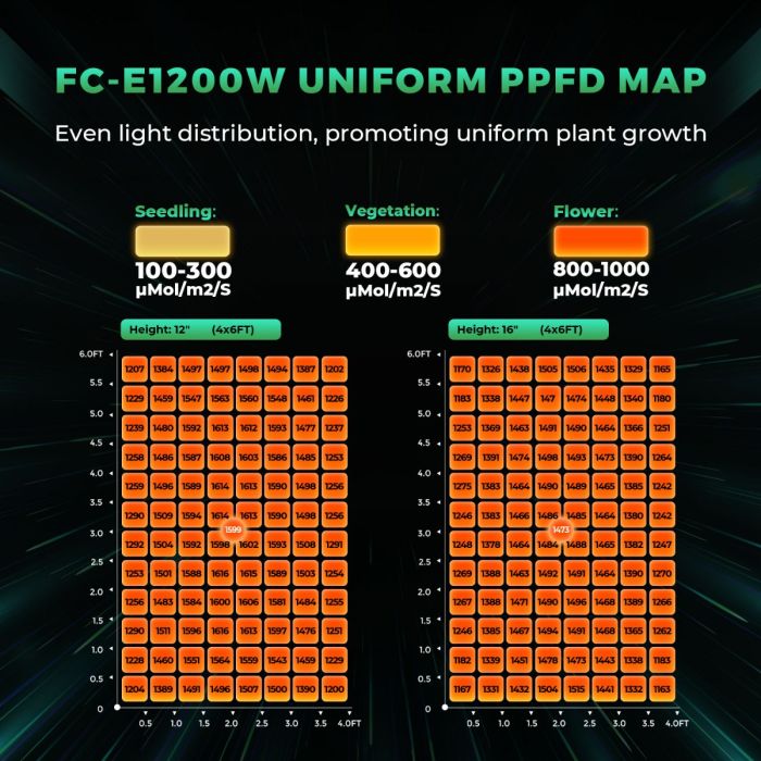 Mars Hydro FC E1200 PPFD Map