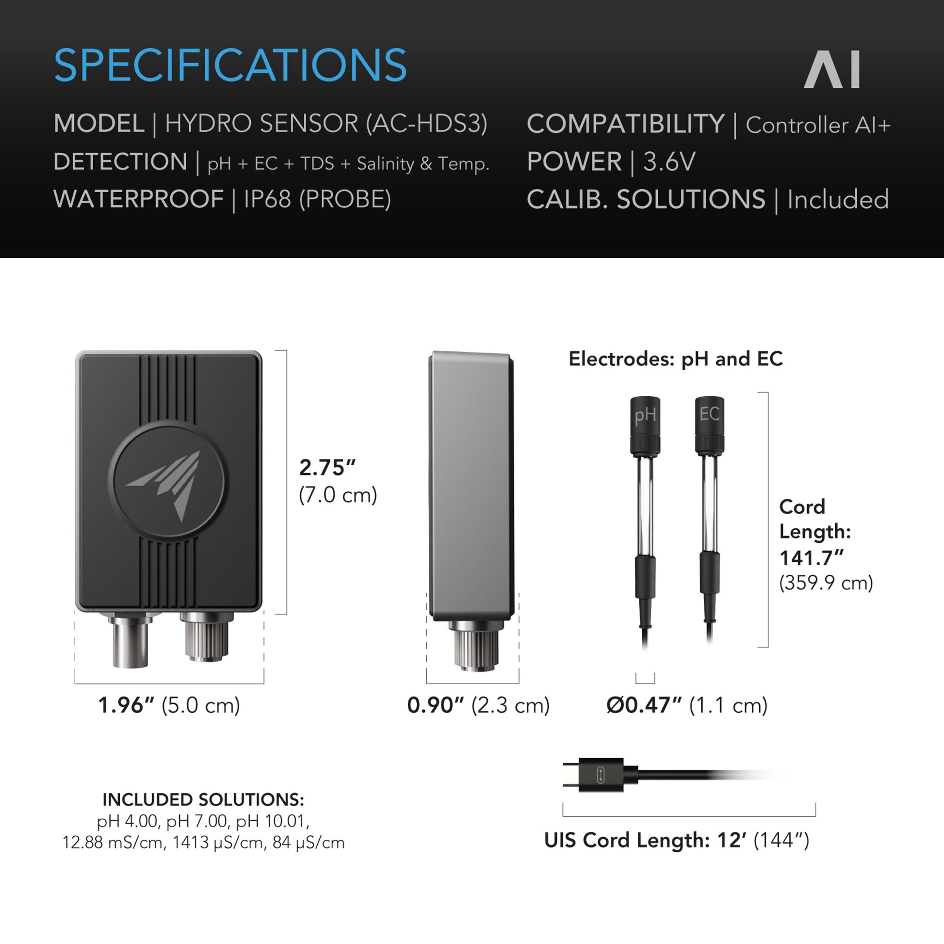 AC Infinity Hydro Sensor Specs