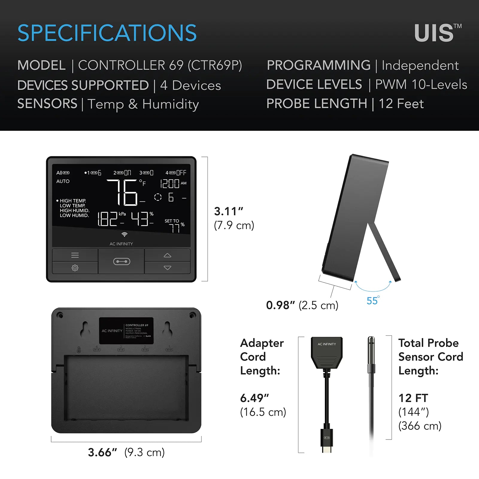 AC Infinity Controller 69 Pro Specifications